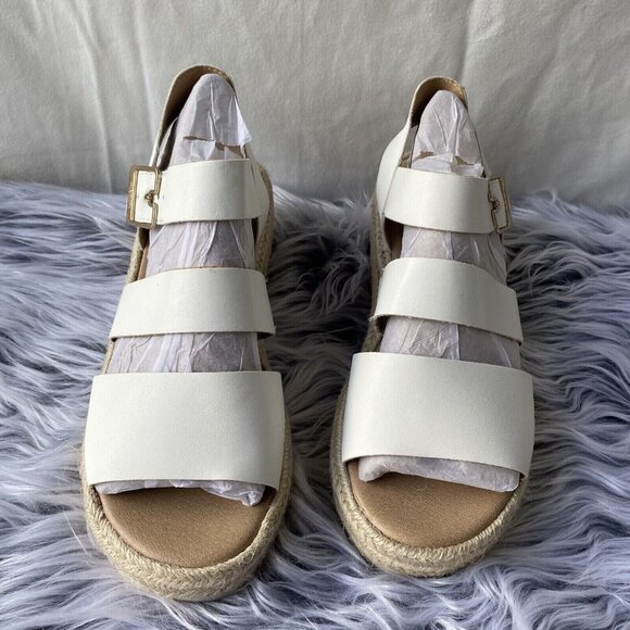 DrScholl's Once Twice Platform Strappy Sandals Women Sz 8M White Faux Leather - Picture 5 of 16